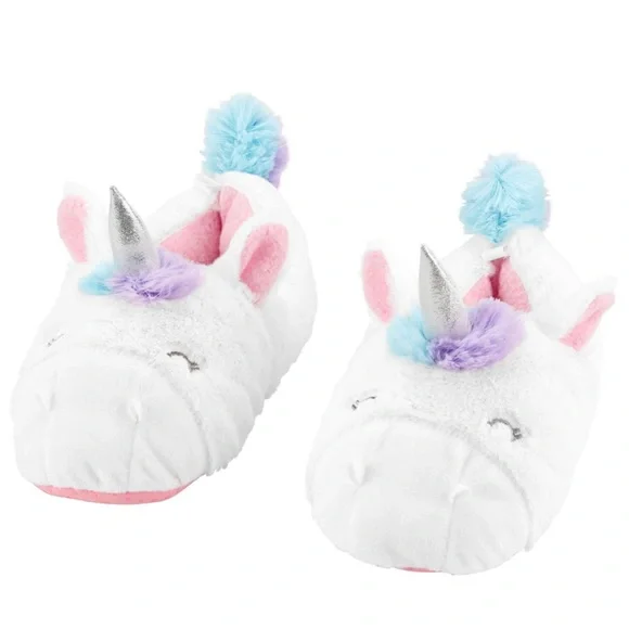 Carters White Pink Faux Fur Grace Unicorn Slippers NWT XS Toddler Girls 3/4 3 4