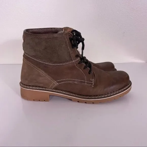 Pajar Brown Leather Suede Fur Lined Lace Up Winter Boots‎