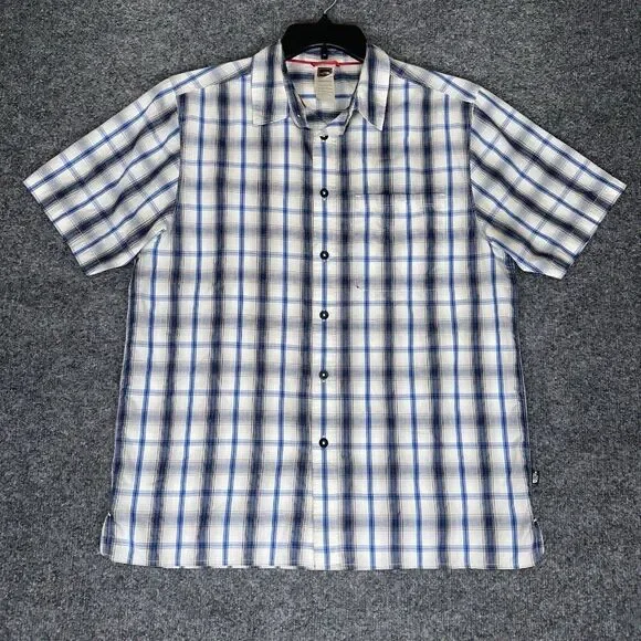 The North Face Shirt‎ Mens Medium Blue Plaid Short Sleeve Button Up Pocket Adult