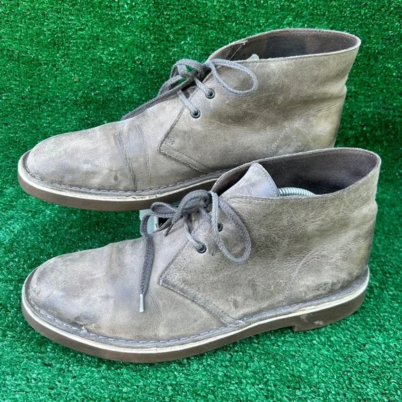 Clarks Bushacre 2 Grey Leather Chukka Desert Boots Mens 10.5 26113064