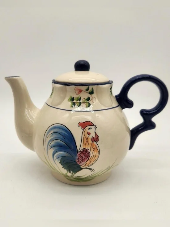 Vintage Cracker Barrel Porcelain Rooster Teapot Farmhouse Kitchen Cottagecore
