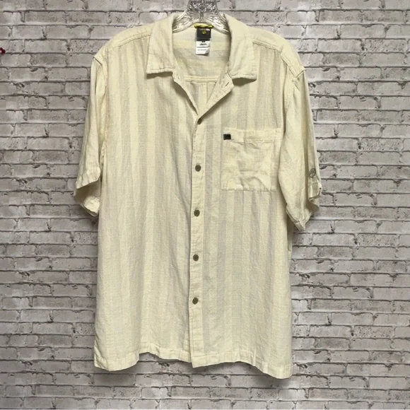 The North Face A5 Series Shirt Men Medium Yellow Plaid Button Down Linen Blend