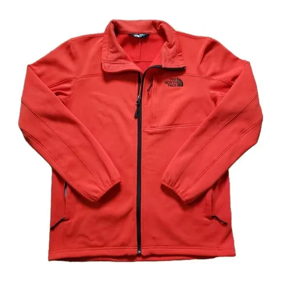 Vintage Y2K The North Face Size Medium Mens Orange Full Zip Long Sleeve Fleece