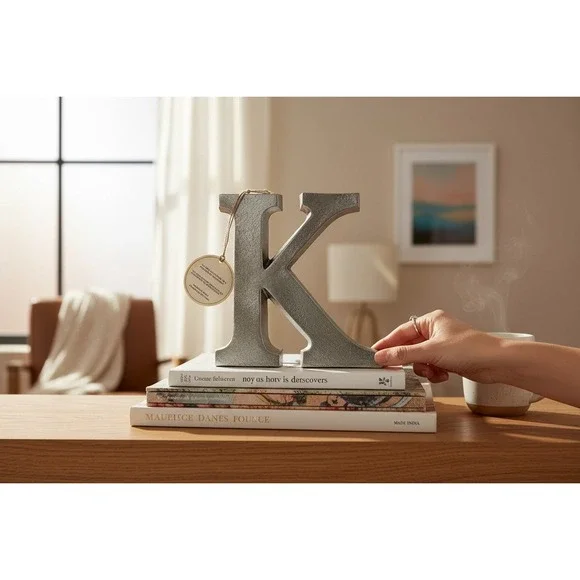 HomeGoods Letter K Wall Decor Unisex 8in Silver Brand New Cast Metal Industrial