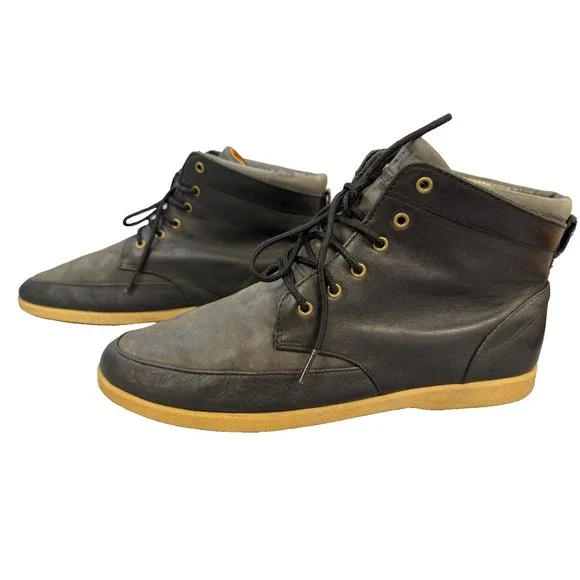 Clae Hamilton Leather Chukka Boots Black Leather, Low-Profile Gum Sole Size 9