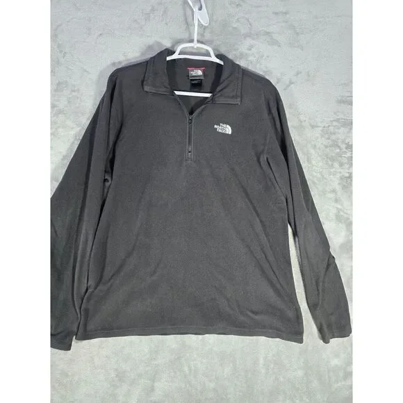 The North Face Pullover Mens Medium Fleece Long Sleeve Black Zip‎ Collared