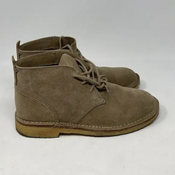LL Bean Chukka Boots Mens 7 M Tan Brown Suede Leather Crepe Soles