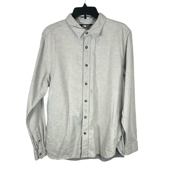 The North Face men’s light cream gray with speckles long sleeve cotton top Lg