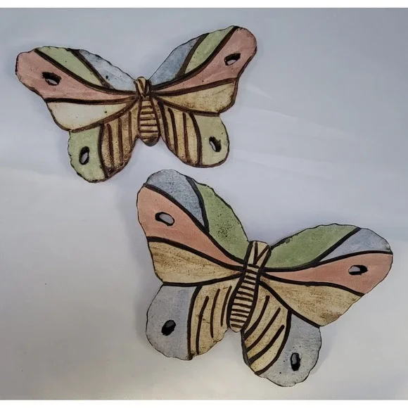 Wall Hanging Ceramic Butterfly Hand Painted Butterflies Watercolors