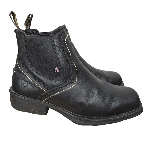 Sureway Chelsea Boots Mens 7.5 Black Leather Western Work Comfort Safety‎