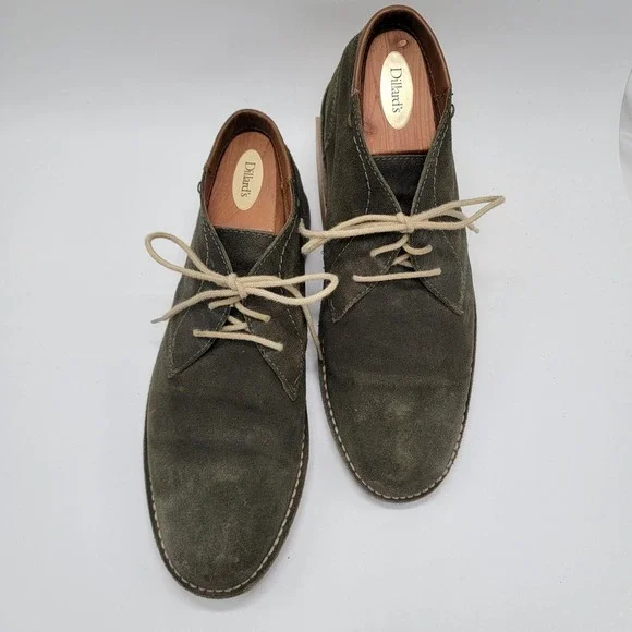 Zara Man Olive Green Suede Lace-Up Chukka Desert Boots Mens Sz 41 EU, US Sz 8
