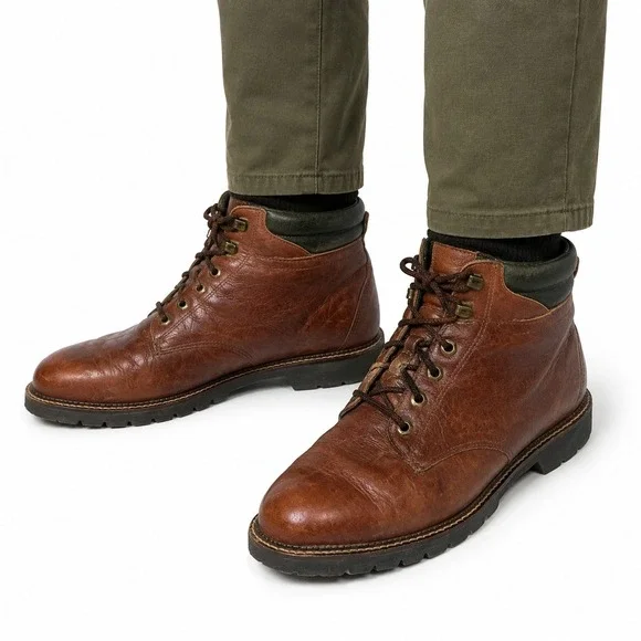 H.S. Trask Authentic Bison Leather Chukka Boots Men 11W Brwn Ankle LaceUp 840037