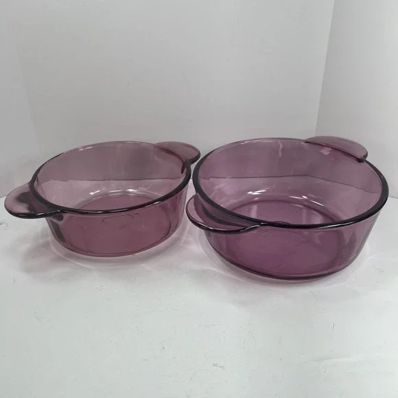 Corning Visions Casserole Dish Set Amethyst Purple Excellent Vintage 1174 1148