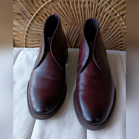 Moretti Black Label Men's Burgundy Leather Chukka Boots_11