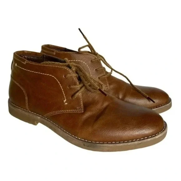 Attention Kane Chukka Boots 9.5M Brown Faux Leather Lace Up Mid‎ Top Shoes