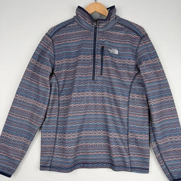 The North Face Men's Gordon Lyons 1/4 Zip Fleece SZ-M Blue & Multicolor Aztec