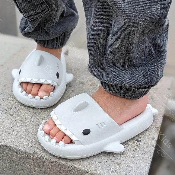 Boutique Grey Shark Slides