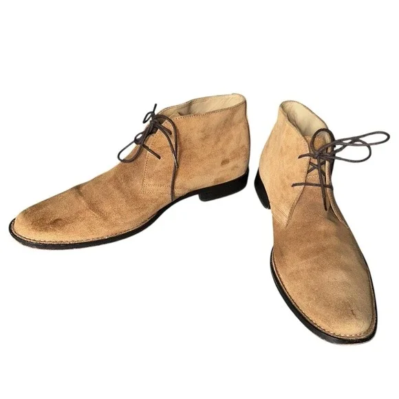 Banana Republic Mens 10 Boots Tan Suede Ankle Lace‎ Up Business Preppy Boho