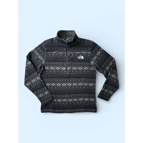 The North Face Mens Tsillan Sweatshirt 1/4 Zip Fair Isle Aztec Fleece Pullover M