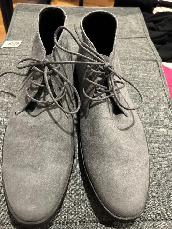 Alfani Barret Men's Gray Suede Lace-Up Chukka Boots