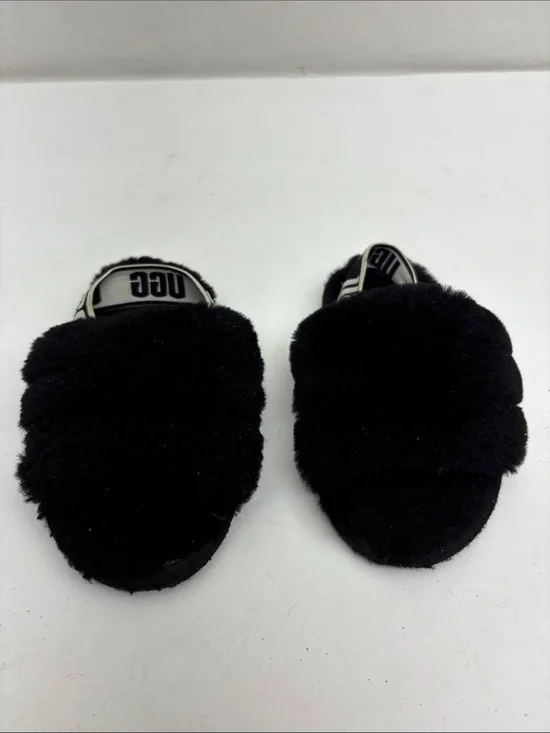 UGG Black Plush Slide Sandals, for baby SZ 7, box 50