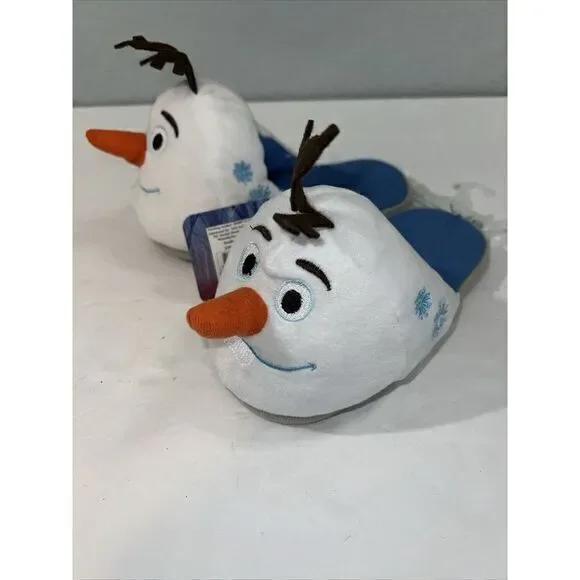 Disney Frozen II Olaf Unisex Kids Size 4 Plush‎ Soft Slippers NWT