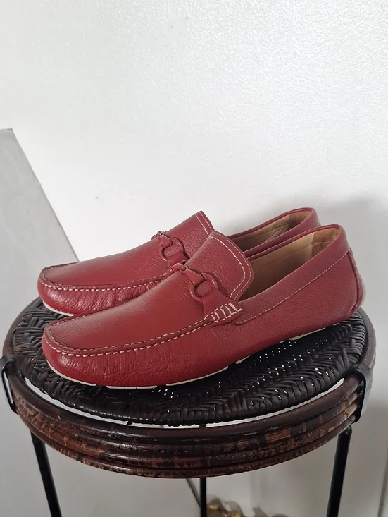 Mikekonos Driving Loafers Brazil Leather Red Men 12 M