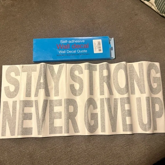 New! “Stay Strong Never Give Up” Self Adhesive Wall-Decal Motivational Quote