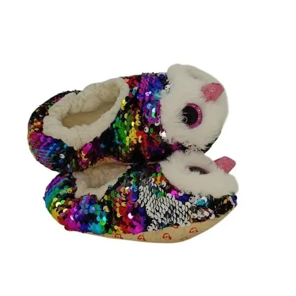 TY Beanie Boo Baby Toddler Girls Pre-owned Owl Owen Glitter Slippers - sz. 3