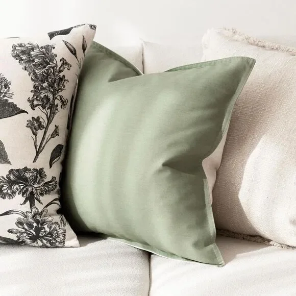 🪴 Foindtower Desert Green Linen Pillow Covers 18x18 Set of 2