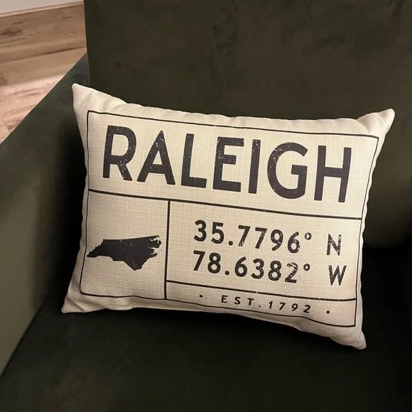 “Raleigh NC” Decorative Throw Pillow