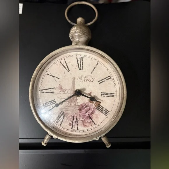 Vintage Parisian Clock with Floral Design