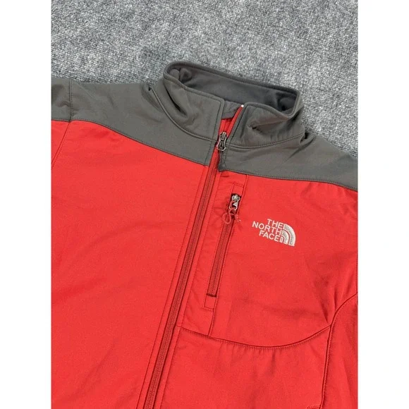 The North Face Apex Jacket Mens Small‎ Red Gray Colorblock Softshell Windbreaker
