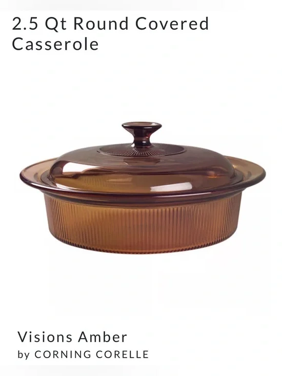 Vision Amber Glass Covered Casserole Dish 2.5qt V-33-B Corning