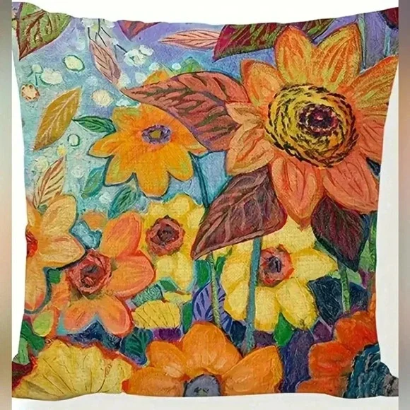 Pillow Cover Summer Boho Cottagecore Farmhouse Floral Bright Slip-On New