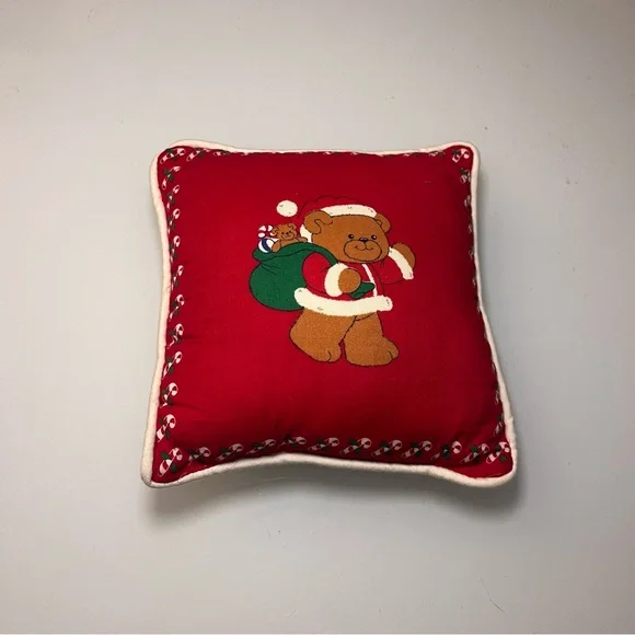 Vintage • Christmas Teddy‎ Bear Decorative Pillow