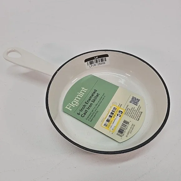 Figmint‎ 6 Inch Enameled Cast Iron Skillet Cream NWT