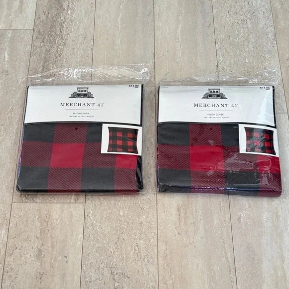 NWT Set of 2 Merchant 31 Buffalo Check Plaid Pillow Covers 18
