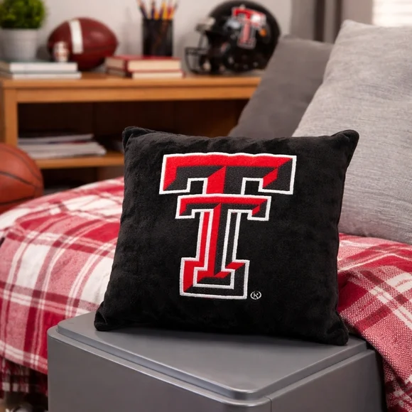 Texas Tech Red Raiders Double-T Plush Throw Pillow 12” Fan Cave Dorm Decor