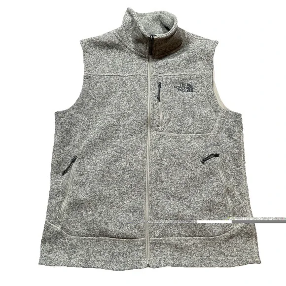 The North Face Gordon Lyons Vest Mens Medium Khaki Full Zip Fleece Heather