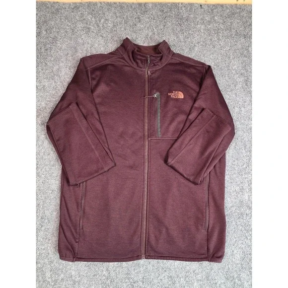 The North Face Jacket Mens Large Full Zip Fleece Jacket Burgundy Heather