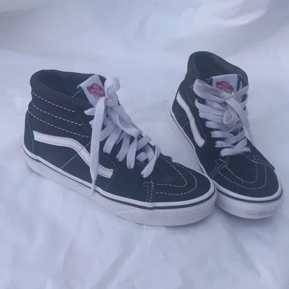 Vans SK8-HI Shoes Black & White Kids Size 1