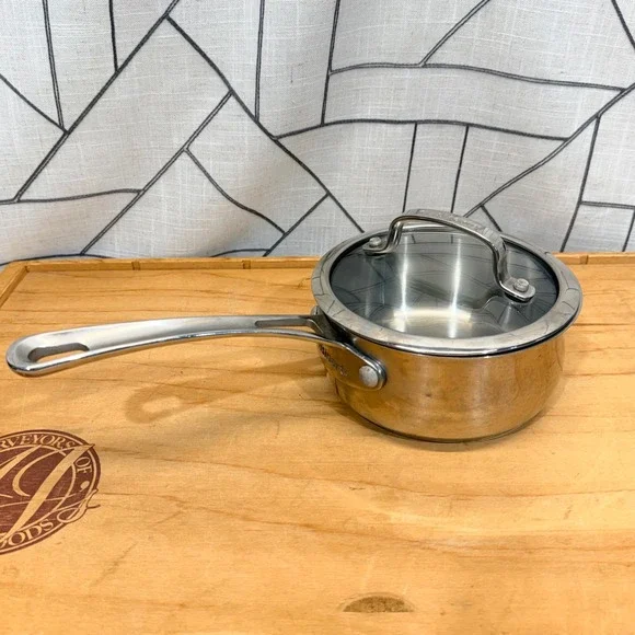 Cuisinart 1‎ Qt Stainless Steel Saucepan with Glass Lid Model 419-14 Silver