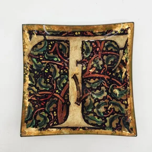 Square Reverse Decoupage Fused Plate 