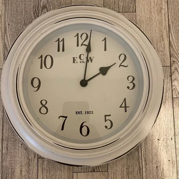 White Distressed Wall Clock 9 1/2 inch