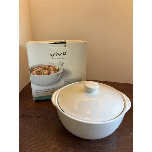 Villeroy & Boch Round White Casserole Dish With Lid New In Box Vivo Oven