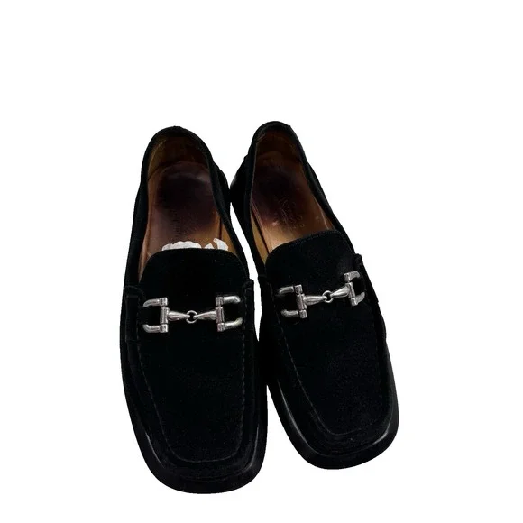 d.lepori Loafers Mens US Sz 10 / 43 black horsebit suede shoes Made in Italy Y2K