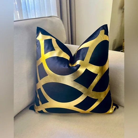 Two Luxury Black and gold foil pillow case