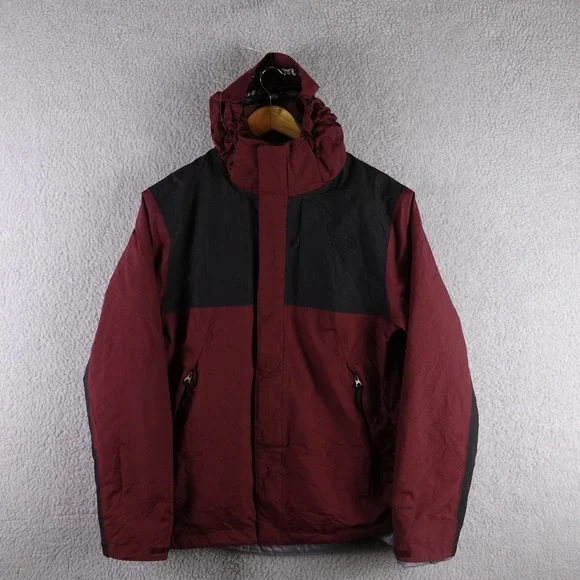 The North Face Mens DryVent Insulated Hooded Jacket Burgundy Black Medium