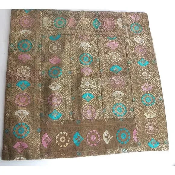 Vintage Sen Sation Indian Brocade Silk Pillow Cover Ethnic Boho Home Decor New